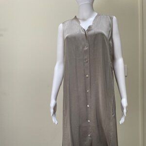 Eileen Fisher Button Up Shirtdress Taupe Size L